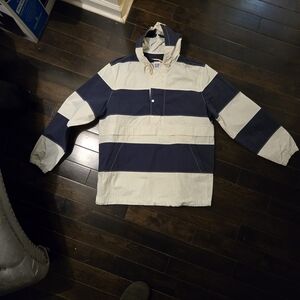 GAP Men's Blue and White Windbreaker